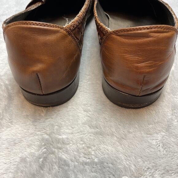 Bragano Woven‎ Kiltie Loafers Mens 10.5M Brown Leather Preppy Made in Italy
